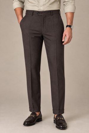 Dark Brown Slim-Fit Dress Pants