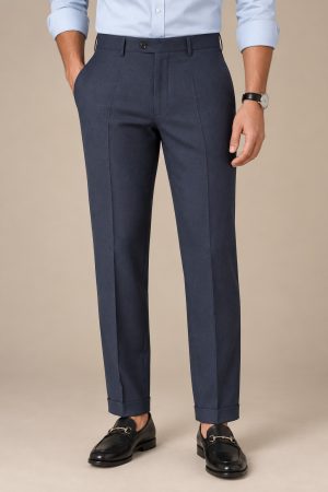 Dark Slate Blue Slim-Fit Dress Pants