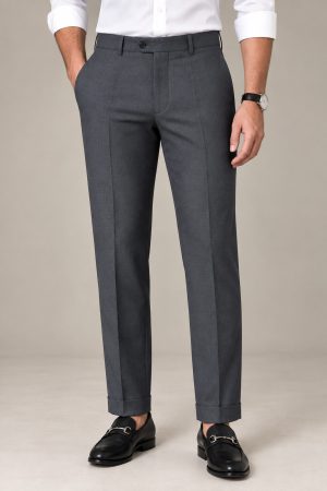 Charcoal Grey Slim-Fit Dress Pants