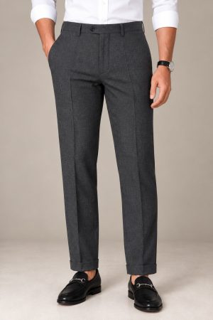 Dark Charcoal Slim-Fit Dress Pants