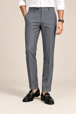 Slate Grey Slim-Fit Dress Pants