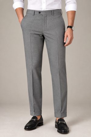 Classic Grey Slim-Fit Dress Pants