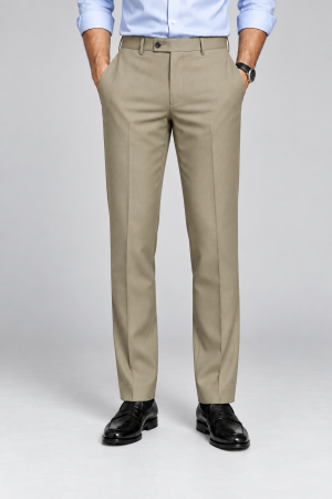 Khaki Slim-Fit Dress Pants