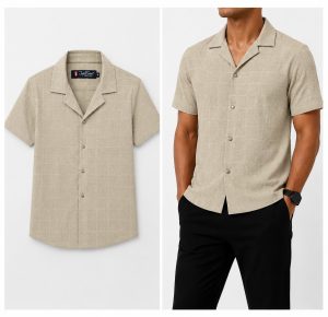 Classic Beige Linen-Blend Shirt