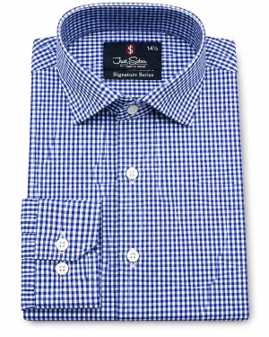 Blue Gingham Check Casual Shirt