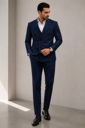 Navy Blue Double-Breasted Suit
