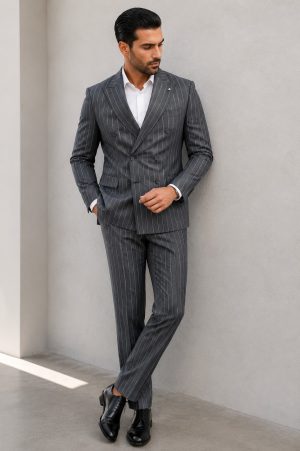 Charcoal Grey Double-Breasted Suit