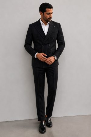 Black Double-Breasted Suit
