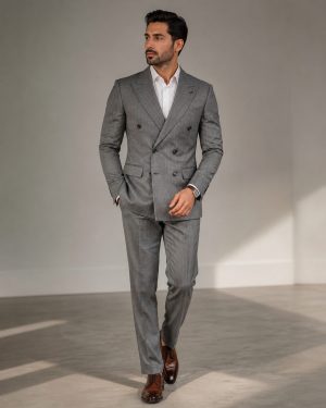 Light Grey Double-Breasted Suit