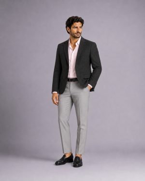 Charcoal Textured Casual Coat