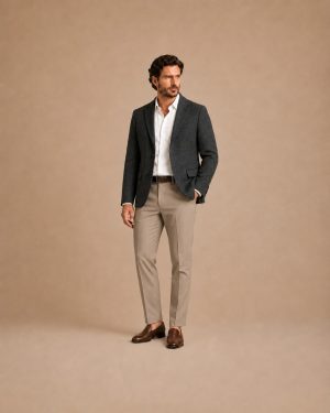 Dark Grey Textured Casual Coat